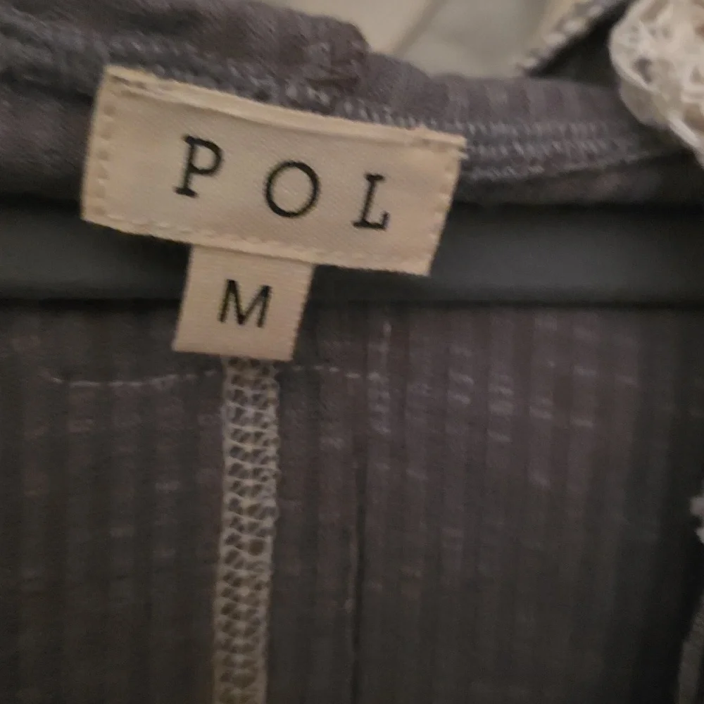 POL Charcoal and Cream Lace Hoodie. Distressed Sm.Discolored Area At Seam - Picture 2 of 5